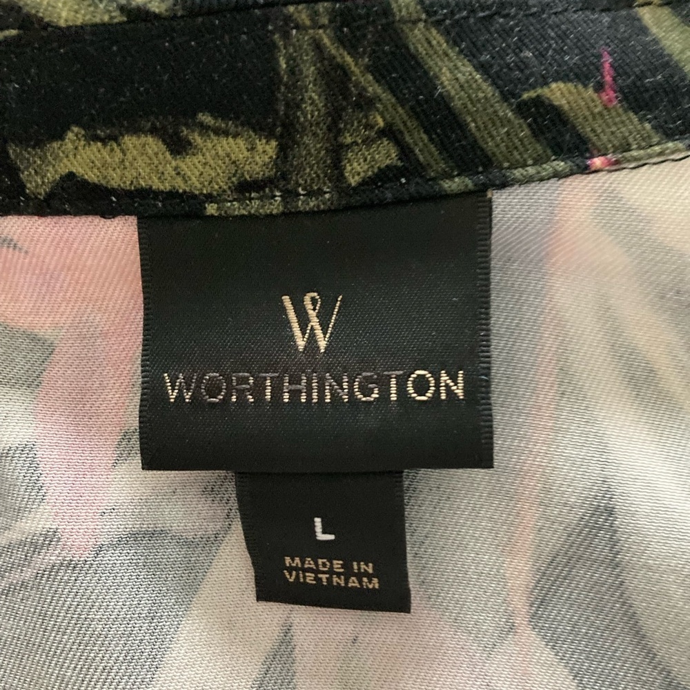 Worthington Casual Tie-Closure Tropical Print "Isla Floral" Blazer, Size L, NWT - Picture 5 of 9